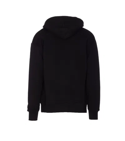 Valentino Crystal-embellished Hooded Sweater With Embroidered Logo In Black