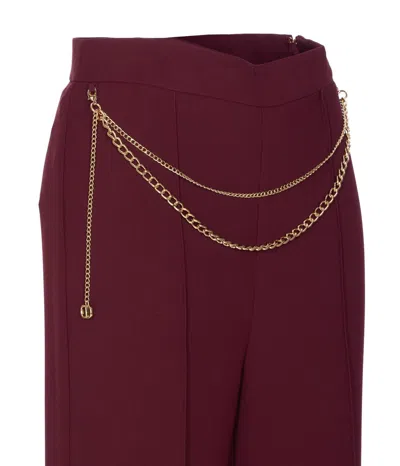 Twinset Chain-embellished Trousers In Red