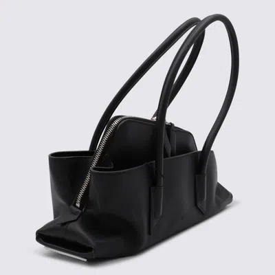 Attico The  Black Leather La Passeggiata Small Shoulder Bag In Black