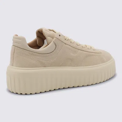 Hogan Suede Platform Sneakers Round Toe In Neutral