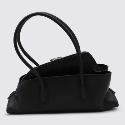 Attico The  Black Leather La Passeggiata Small Shoulder Bag In Black