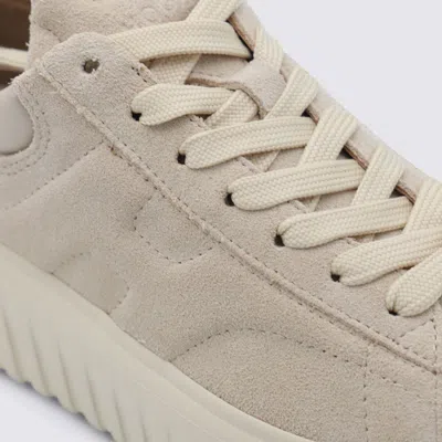 Hogan Suede Platform Sneakers Round Toe In Neutral