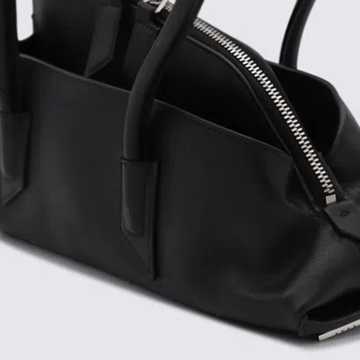 Attico The  Black Leather La Passeggiata Small Shoulder Bag In Black