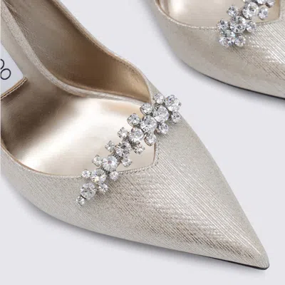 Jimmy Choo White Leather Pumps In Gold