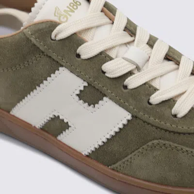 Hogan Sneakers With Suede Panels And Rubber Sole In Green
