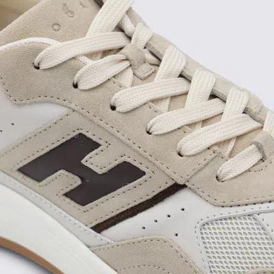 Hogan Suede, Smooth Leather And Mesh Hyperlight Sneakers In Neutral