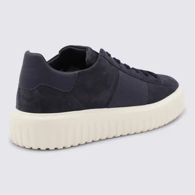 Hogan Round Toe Suede Finish Rubber Sole Sneakers In Blue