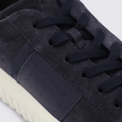 Hogan Round Toe Suede Finish Rubber Sole Sneakers In Blue
