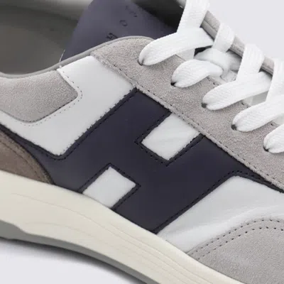 Hogan Round Toe Rubber Sole Panelled Design Sneakers In Gray