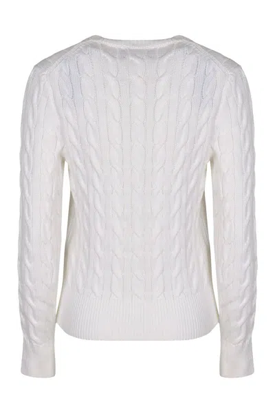 Polo Ralph Lauren Logo Contrast Knit Cardigan In White