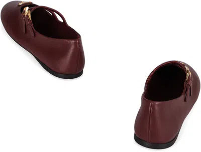 Prada Leather Ballet Flats With Logo