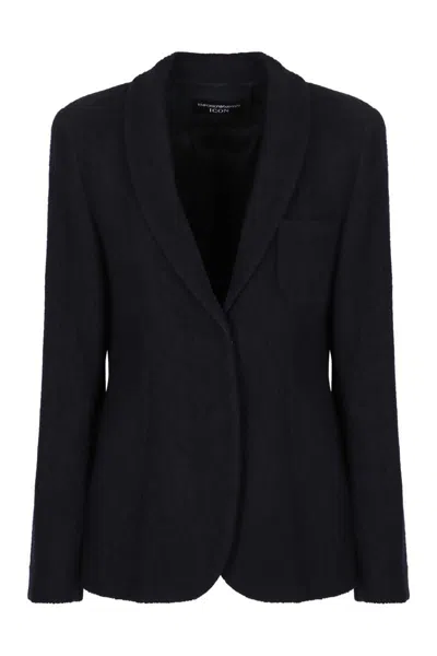 Emporio Armani Chevron Single-breasted Blazer In Black