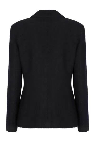 Emporio Armani Chevron Single-breasted Blazer In Black