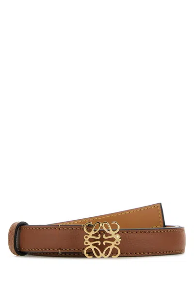 Loewe Anagram Textured Leather Belt Tan
