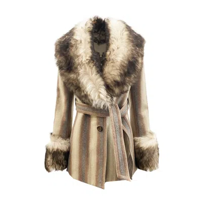 Marc Jacobs Fur Trim Coat Women In Neutral