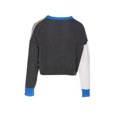 Marni Cropped Color-block Sweater With Round Neckline In Gray
