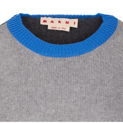 Marni Cropped Color-block Sweater With Round Neckline In Gray
