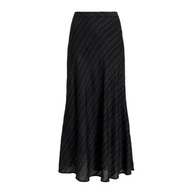 Proenza Schouler White Label Mens Black Chalk Kaia Striped Woven Midi Skirt