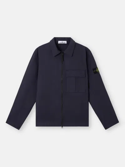 Stone Island Comfort-fit Overshirt With Gusseted Chest Pocket In Blue