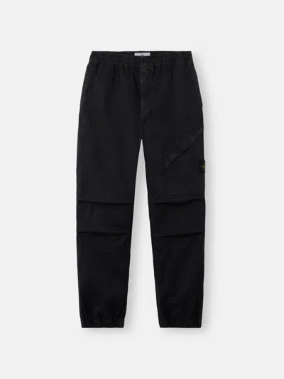 Stone Island Loose-fit Jogger Trousers With Snap And Zip Pockets In Black