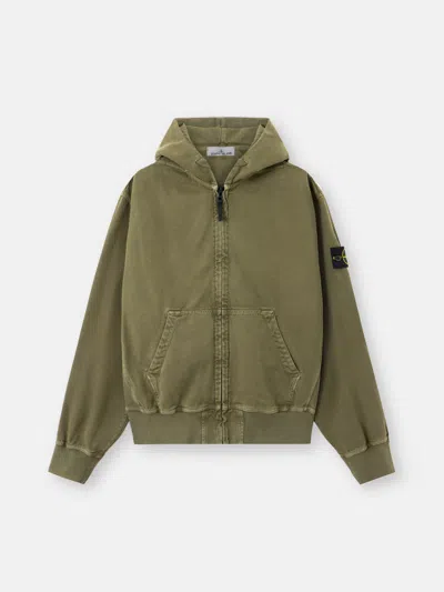 Stone Island 6100017 Organic Panama Cotton 'old' Effect In Green