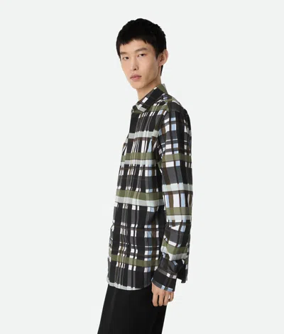 Bottega Veneta Checked Collar Shirt Long Sleeves In Gray