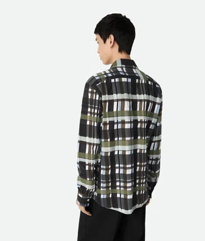 Bottega Veneta Checked Collar Shirt Long Sleeves In Gray