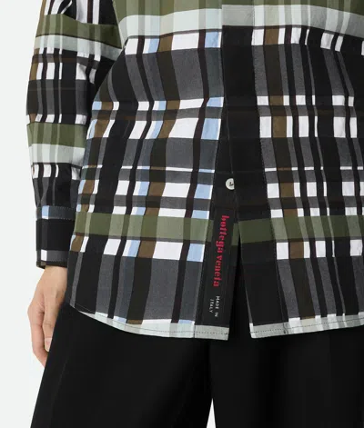 Bottega Veneta Checked Collar Shirt Long Sleeves In Gray