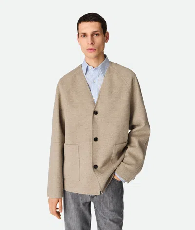 Bottega Veneta Light Double Wool And Cashmere Coat In Neutral
