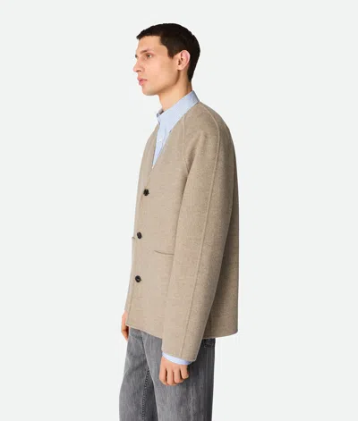 Bottega Veneta Light Double Wool And Cashmere Coat In Neutral