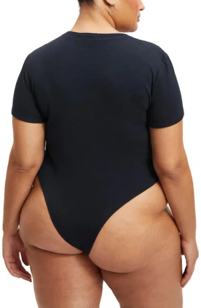 Good American Rib Short Sleeve Stretch Cotton Bodysuit