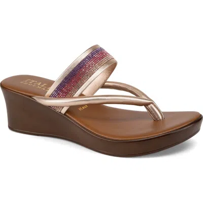 Italian Shoemakers Jaylin Pavé Crystal Wedge Sandal In Pink