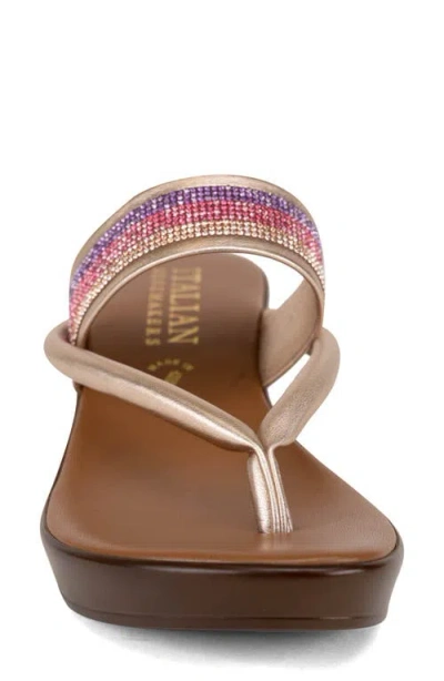 Italian Shoemakers Jaylin Pavé Crystal Wedge Sandal In Pink