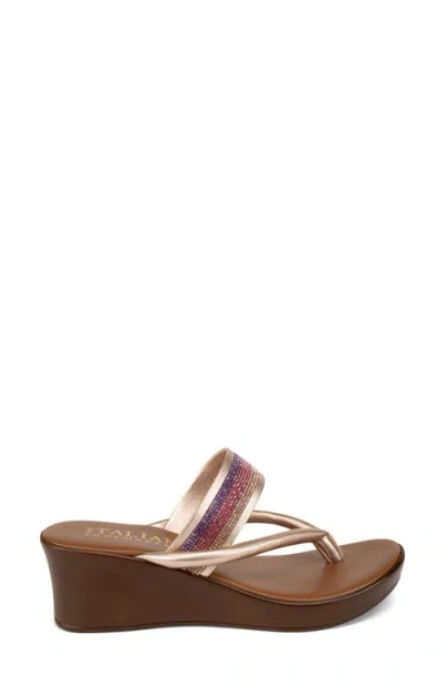 Italian Shoemakers Jaylin Pavé Crystal Wedge Sandal In Pink