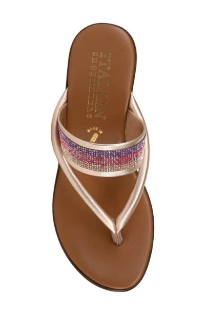 Italian Shoemakers Jaylin Pavé Crystal Wedge Sandal In Pink