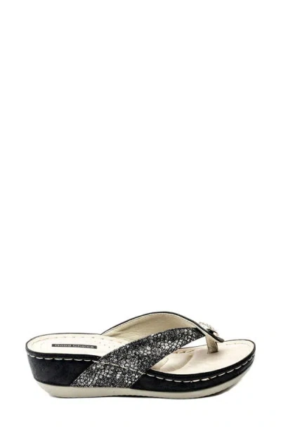 Gc Shoes Dafni Snakeskin Embossed Wedge Sandal In Black