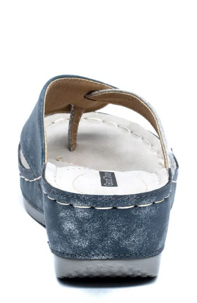Gc Shoes Dafni Snakeskin Embossed Wedge Sandal In Blue