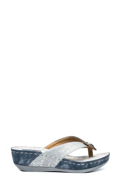 Gc Shoes Dafni Snakeskin Embossed Wedge Sandal In Blue