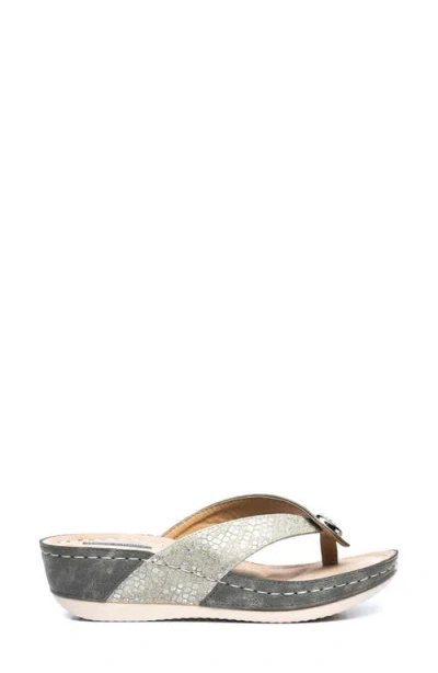 Gc Shoes Dafni Snake Embossed Thong Wedge Sandal In Brown