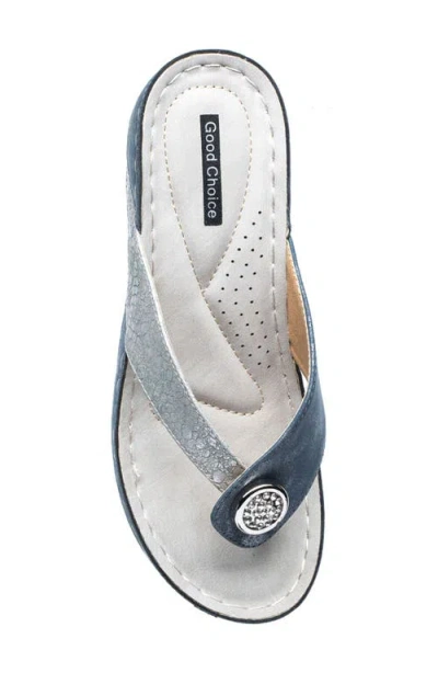 Gc Shoes Dafni Snakeskin Embossed Wedge Sandal In Blue