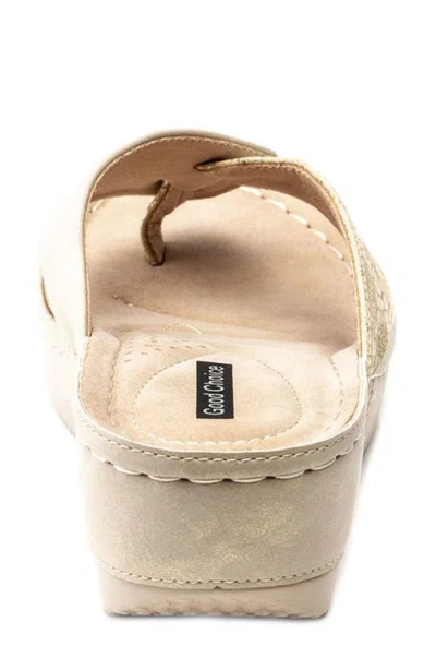Gc Shoes Dafni Snakeskin Embossed Wedge Sandal In Gold