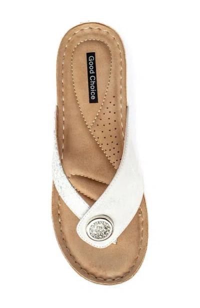 Gc Shoes Dafni Snakeskin Embossed Wedge Sandal In White