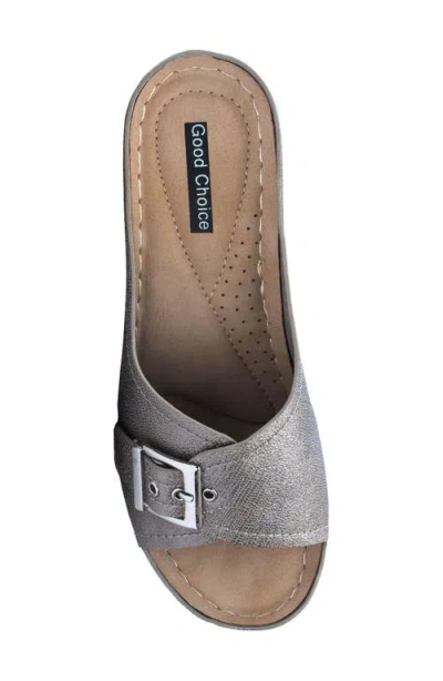 Gc Shoes Justina Buckle Wedge Sandal In Gray