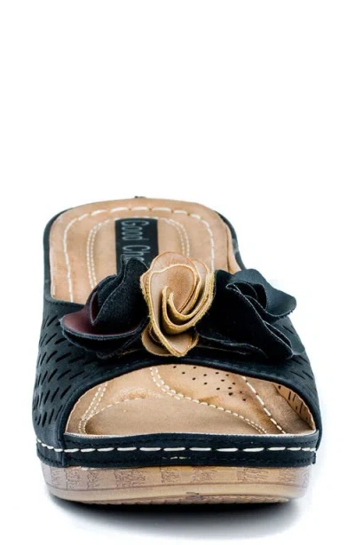 Gc Shoes Juliet Floral Wedge Sandal In Black