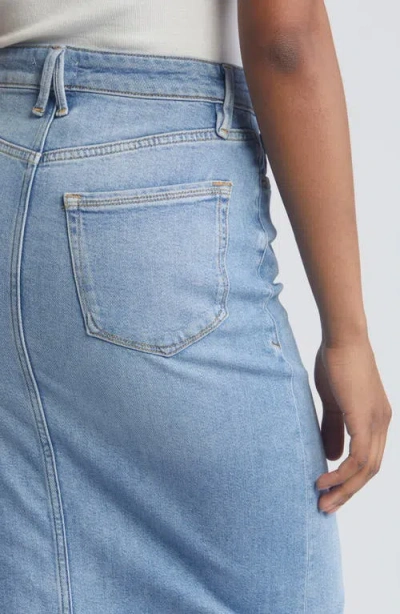 Good American Slit Front Denim Midi Skirt