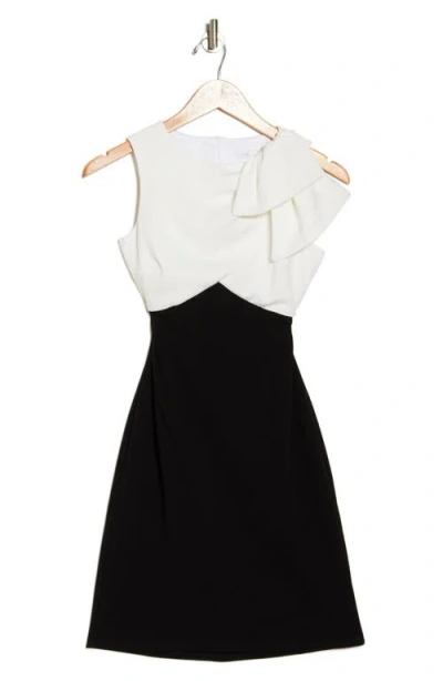London Times Two-tone Bow Sleeveless Dress In Multi