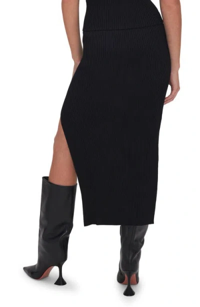 Good American Shine Ribbed Slit Midi Skirt