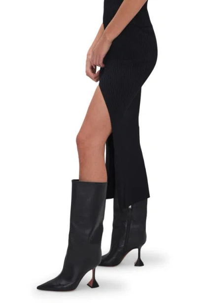 Good American Shine Ribbed Slit Midi Skirt