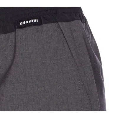 Miu Miu Elastic Waist Shorts In Gray