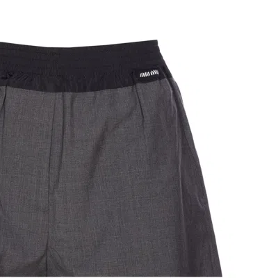 Miu Miu Elastic Waist Shorts In Gray